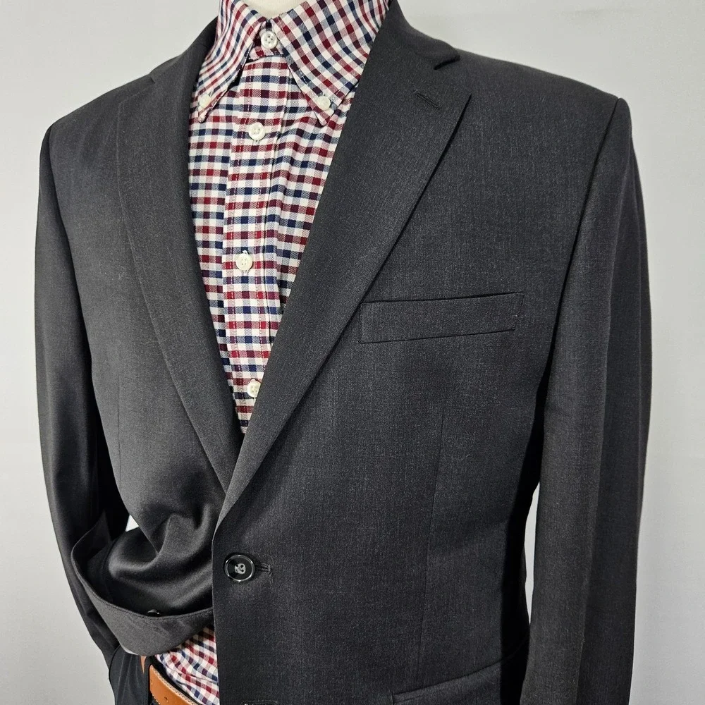 Calvin Klein‎ Men's Sport Coat Blazer Two Button Charcoal Black Wool Size 40S